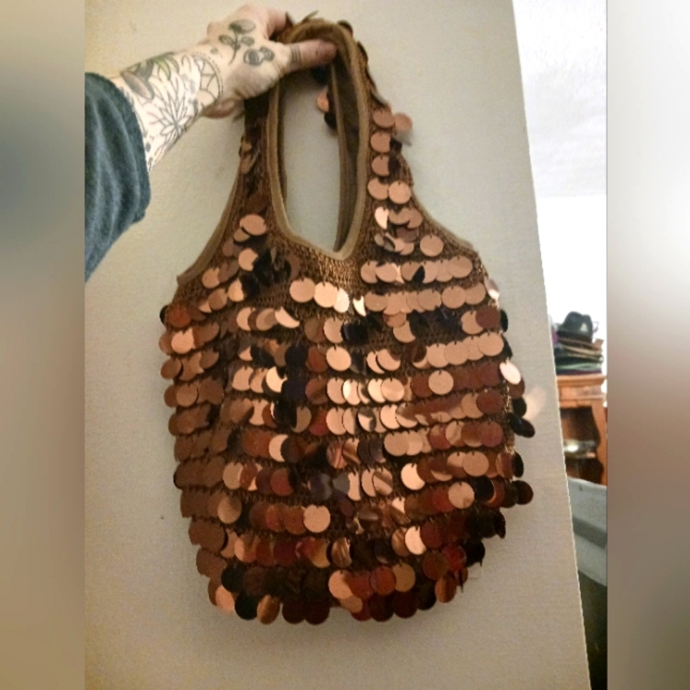 Vintage early 00's brown sequin purse